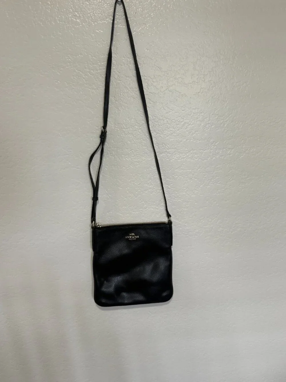 COACH Black Crossgrain Leather North South Crossbody Bag - F36063